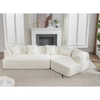 Creamy White Boucle Modular Sleeper Sectional Sofa with Free Combination