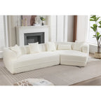 Divano componibile trasformabile in tessuto bouclé bianco crema con combinazione libera