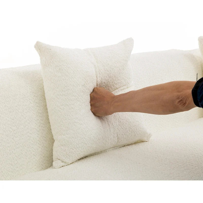 Divano componibile trasformabile in tessuto bouclé bianco crema con combinazione libera