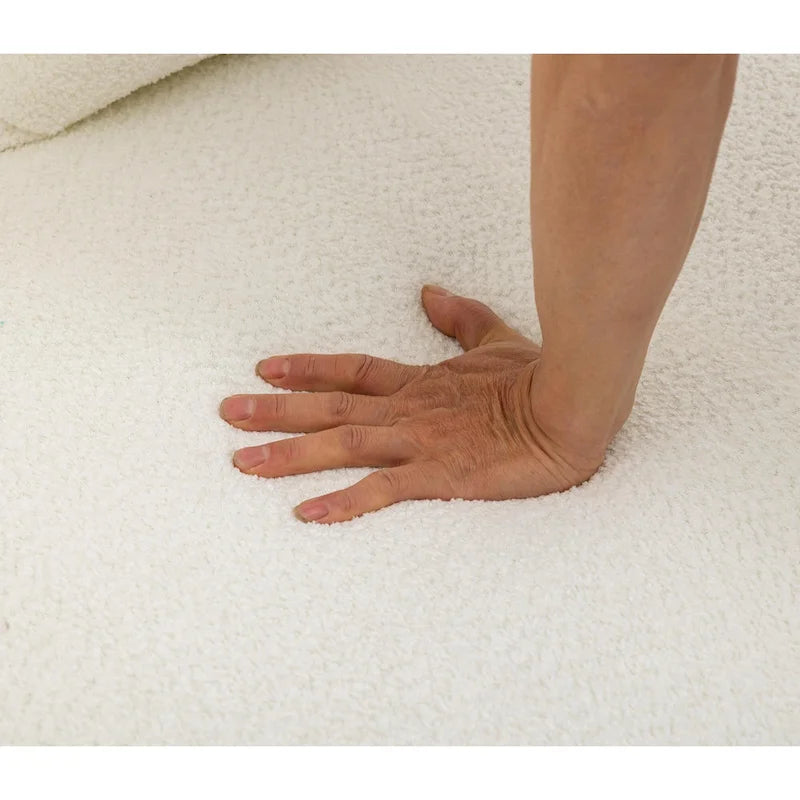 Divano componibile trasformabile in tessuto bouclé bianco crema con combinazione libera