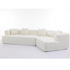 Divano componibile trasformabile in tessuto bouclé bianco crema con combinazione libera