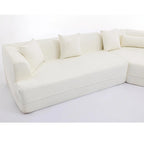 Divano componibile trasformabile in tessuto bouclé bianco crema con combinazione libera