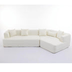 Divano componibile trasformabile in tessuto bouclé bianco crema con combinazione libera