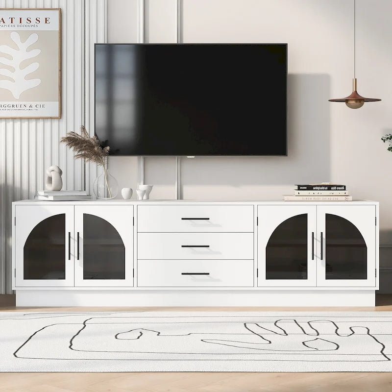 68.9 Mobile TV Moderno Minimalista per TV fino a 75 Pollici, Credenza Consolle Multimediale con Ripiani Regolabili per Soggiorno