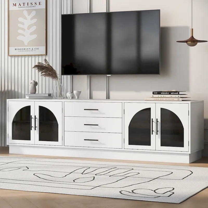 68.9 Mobile TV Moderno Minimalista per TV fino a 75 Pollici, Credenza Consolle Multimediale con Ripiani Regolabili per Soggiorno