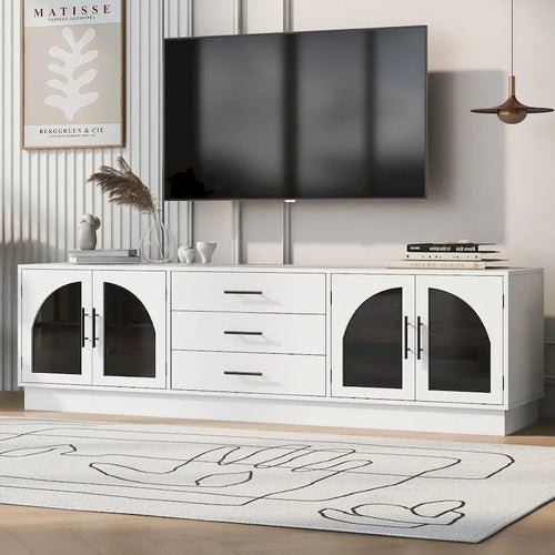 68.9 Mobile TV Moderno Minimalista per TV fino a 75 Pollici, Credenza Consolle Multimediale con Ripiani Regolabili per Soggiorno