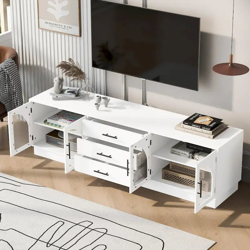 68.9 Mobile TV Moderno Minimalista per TV fino a 75 Pollici, Credenza Consolle Multimediale con Ripiani Regolabili per Soggiorno