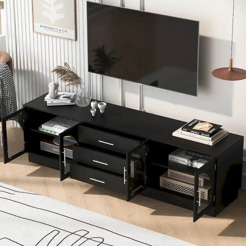 68.9 Mobile TV Moderno Minimalista per TV fino a 75 Pollici, Credenza Consolle Multimediale con Ripiani Regolabili per Soggiorno