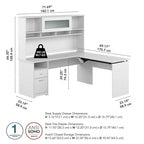 Scrivania a L trasformabile in postazione Sit-Stand a 3 posizioni da 72 W con credenza superiore