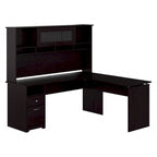 Scrivania a L trasformabile in postazione Sit-Stand a 3 posizioni da 72 W con credenza superiore