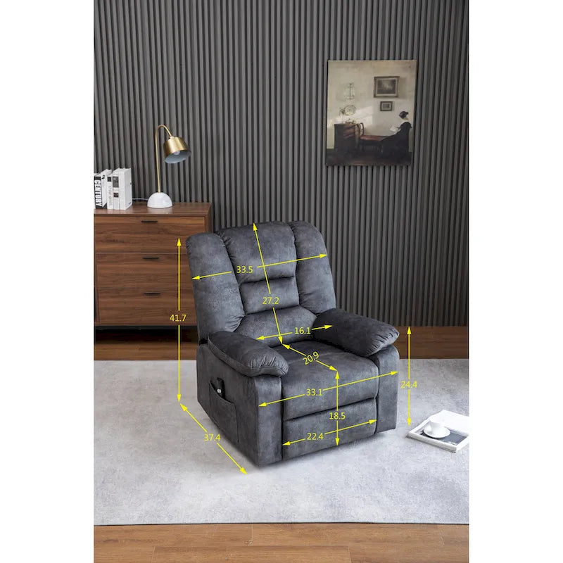 Poltrona Reclinabile Power Lift con Funzione Massaggio e Riscaldamento e Porta di Ricarica USBPoltrona Reclinabile Elettrica