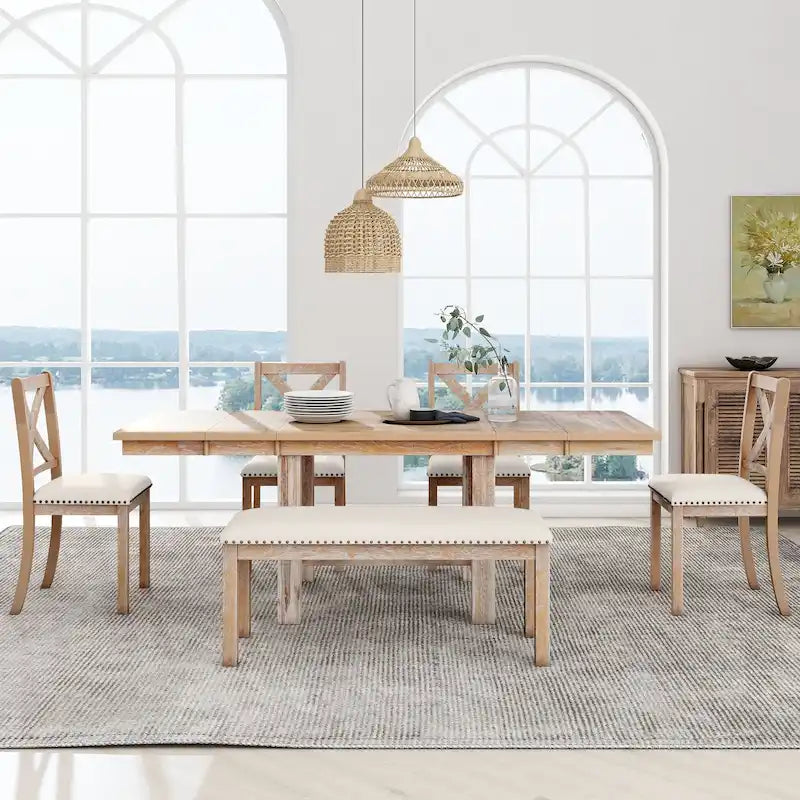 Tavolo da pranzo in legno stile rustico allungabile con 4 sedie