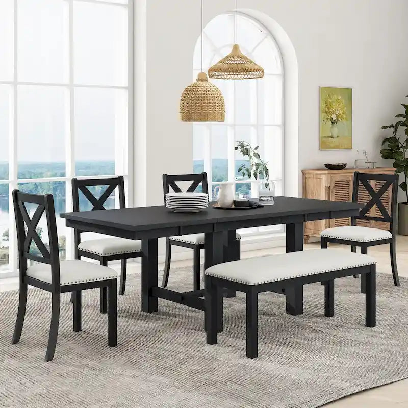 Tavolo da pranzo in legno stile rustico allungabile con 4 sedie