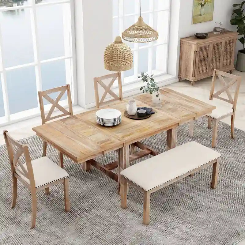 Tavolo da pranzo in legno stile rustico allungabile con 4 sedie