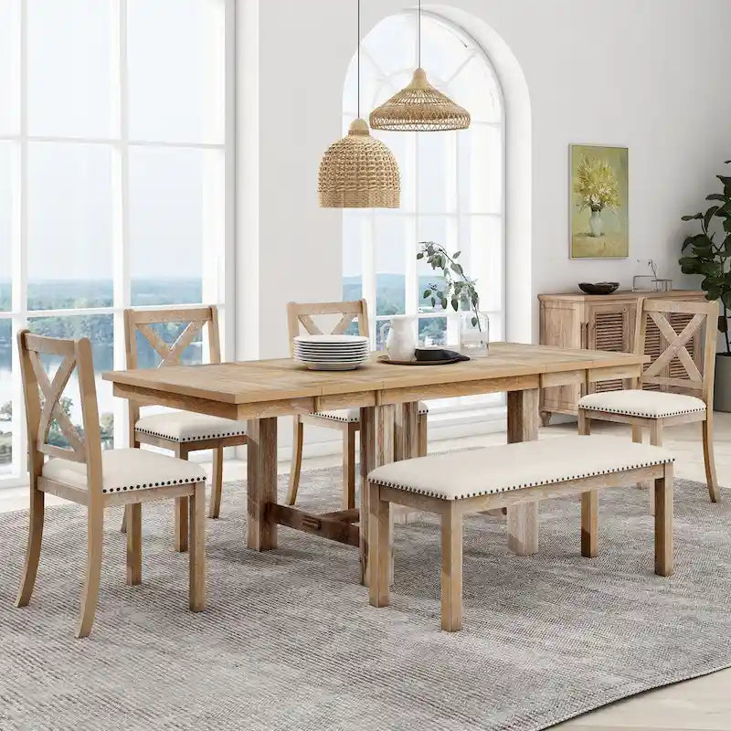 Tavolo da pranzo in legno stile rustico allungabile con 4 sedie