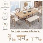 Tavolo da pranzo in legno stile rustico allungabile con 4 sedie