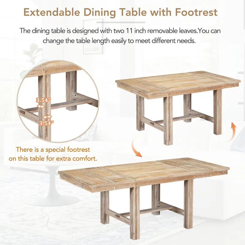 Tavolo da pranzo in legno stile rustico allungabile con 4 sedie