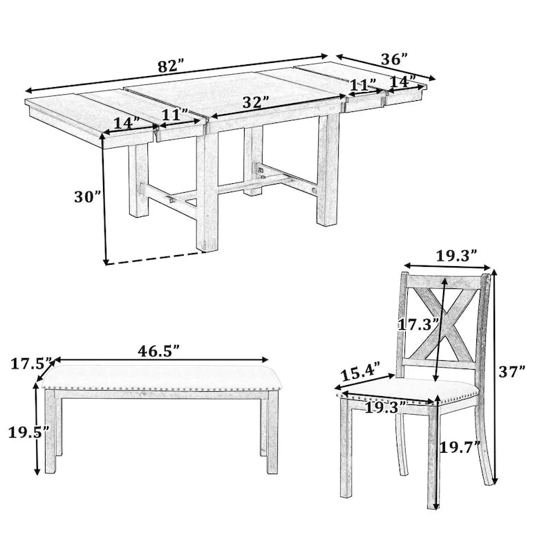 Tavolo da pranzo in legno stile rustico allungabile con 4 sedie
