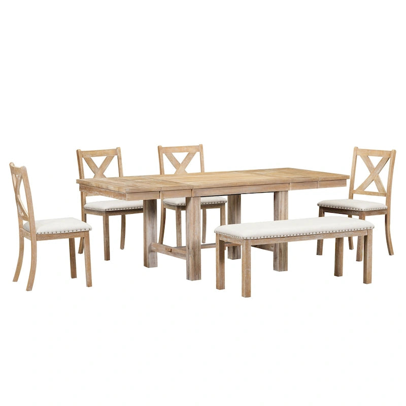 Tavolo da pranzo in legno stile rustico allungabile con 4 sedie