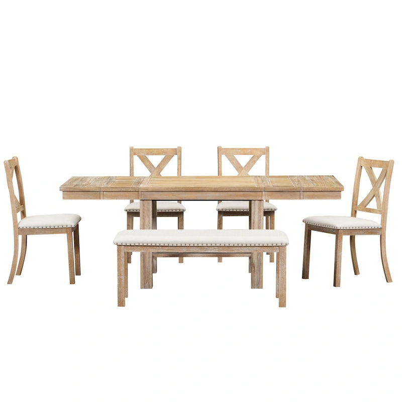 Tavolo da pranzo in legno stile rustico allungabile con 4 sedie