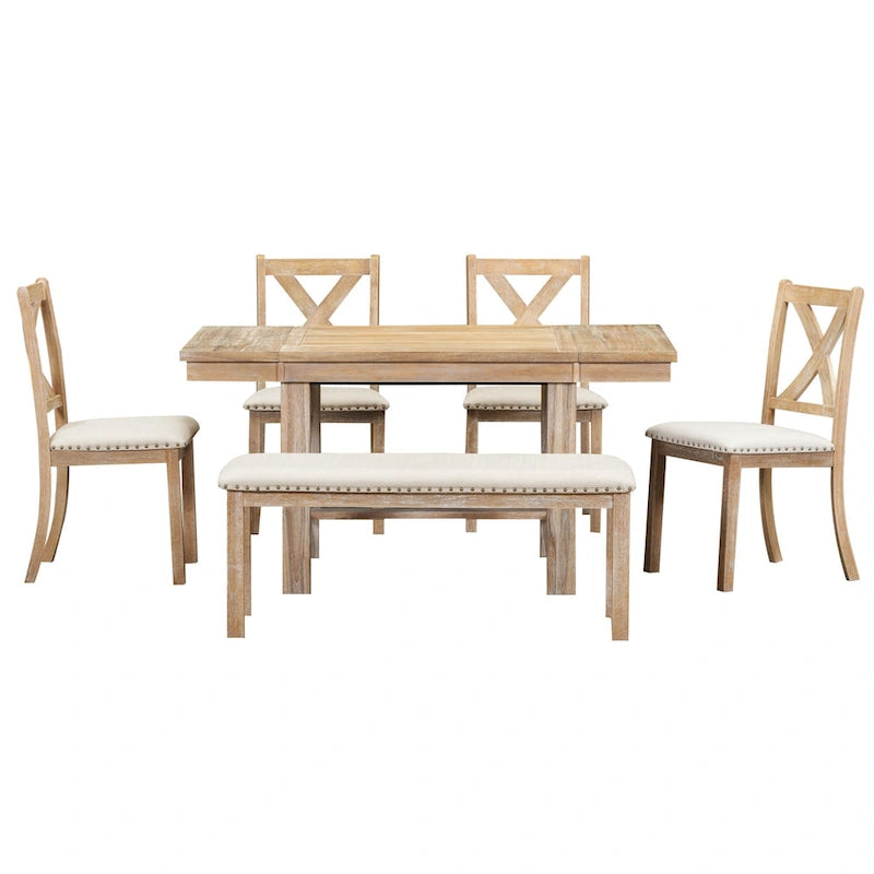 Tavolo da pranzo in legno stile rustico allungabile con 4 sedie
