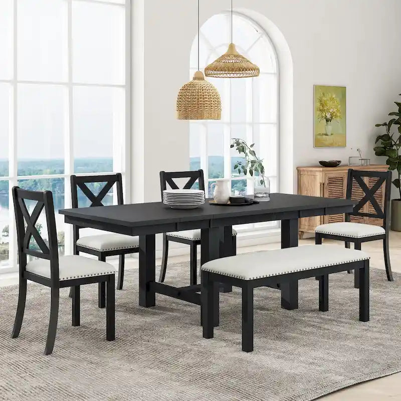 Tavolo da pranzo in legno stile rustico allungabile con 4 sedie