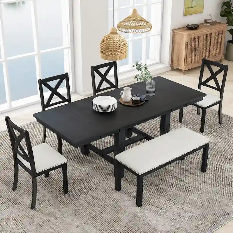 Tavolo da pranzo in legno stile rustico allungabile con 4 sedie