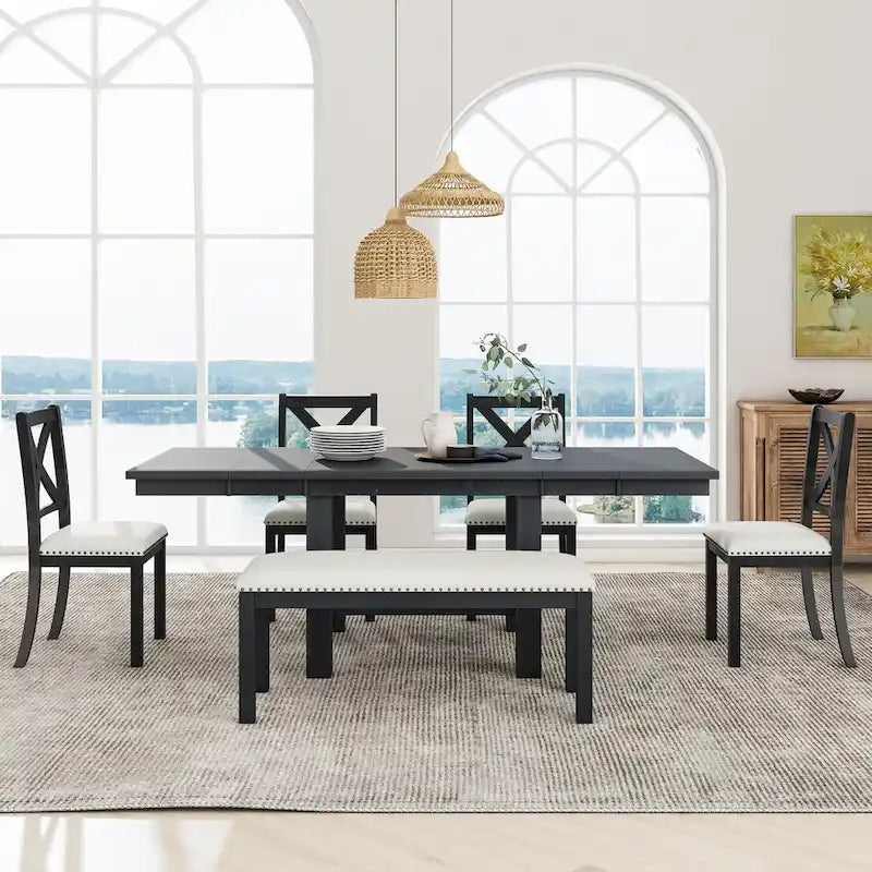 Tavolo da pranzo in legno stile rustico allungabile con 4 sedie