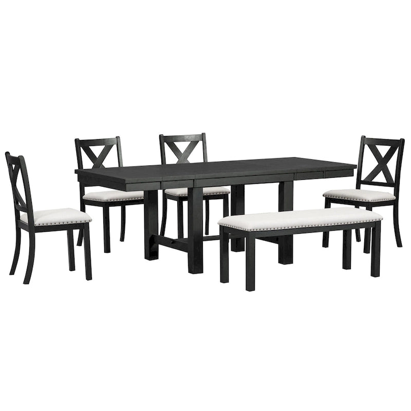 Tavolo da pranzo in legno stile rustico allungabile con 4 sedie