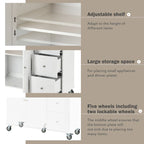 Isola Cucina Mobile con Piano in Legno Massello e Ruote Bloccabili