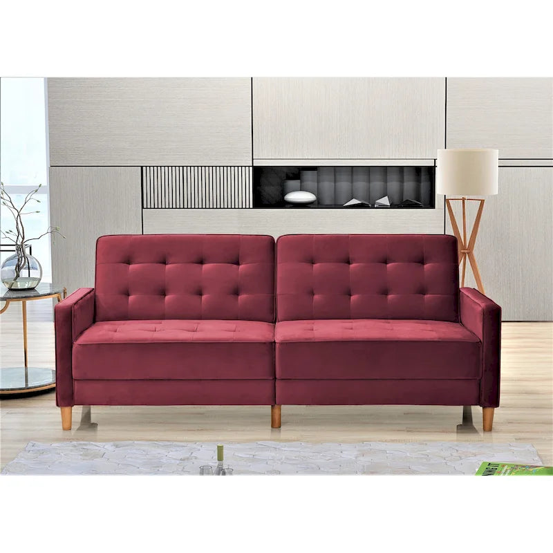 Divano letto trasformabile Jonathan in velluto trapuntato