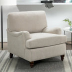 Rolled Arm Chairs Soft Accent Chair with Wood Legs for Living Room