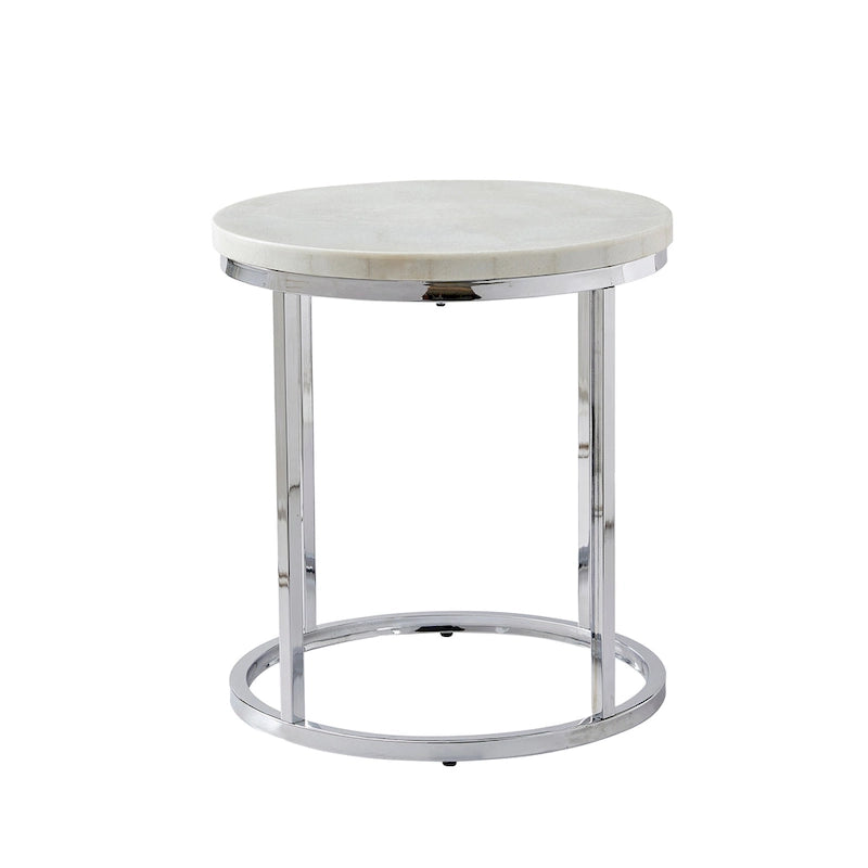 Tavolino rotondo con piano in marmo bianco Eden