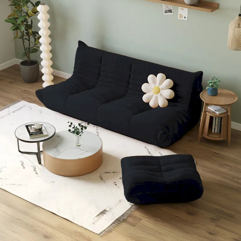 Divano da pavimento pigro, divano letto moderno in tessuto teddy, divano da salotto, poltrona sacco