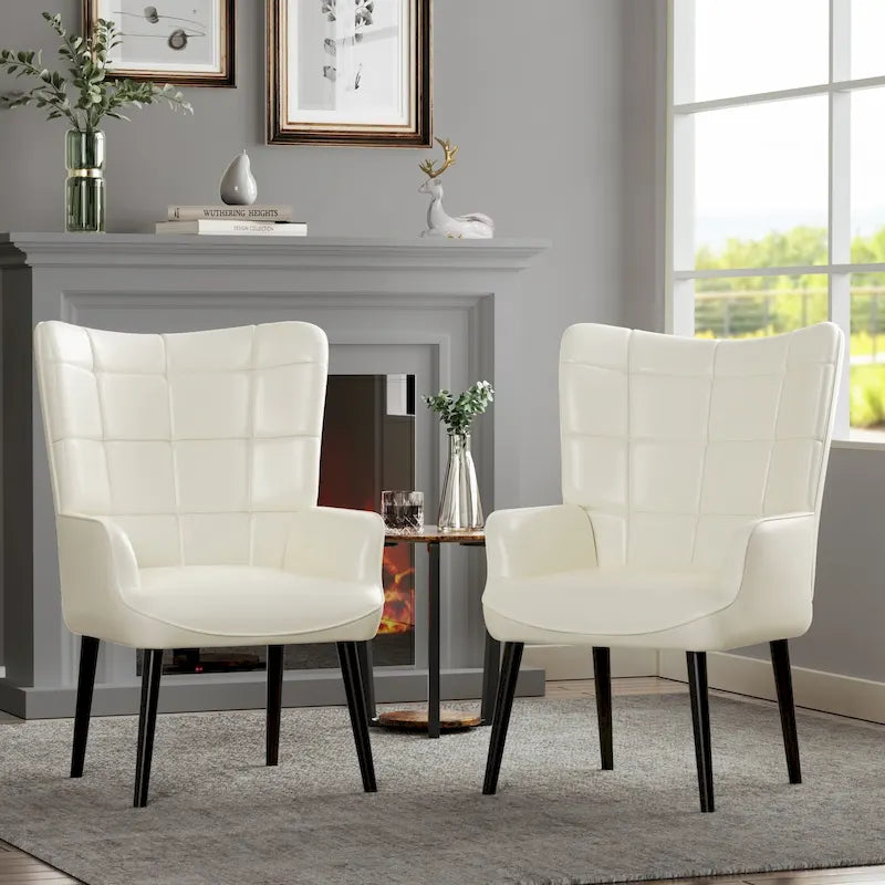 Poltrona accent tufted con schienale alto crema/marrone/tortora