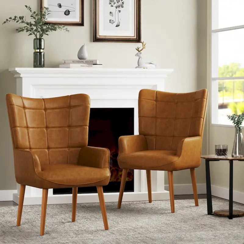 Poltrona accent tufted con schienale alto crema/marrone/tortora
