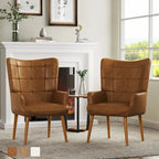 Poltrona accent tufted con schienale alto crema/marrone/tortora
