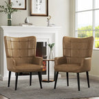 Poltrona accent tufted con schienale alto crema/marrone/tortora