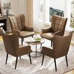Poltrona accent tufted con schienale alto crema/marrone/tortora