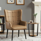 Poltrona accent tufted con schienale alto crema/marrone/tortora