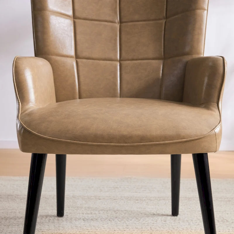 Poltrona accent tufted con schienale alto crema/marrone/tortora
