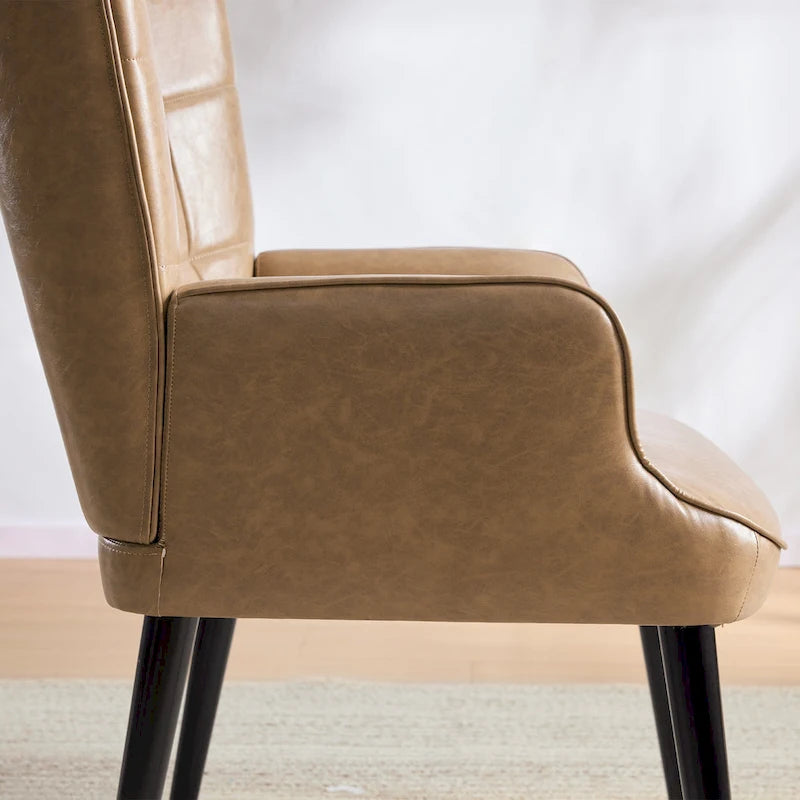Poltrona accent tufted con schienale alto crema/marrone/tortora
