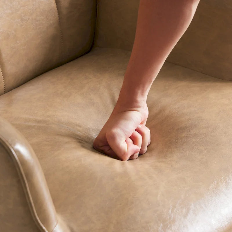 Poltrona accent tufted con schienale alto crema/marrone/tortora