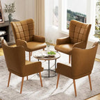 Poltrona accent tufted con schienale alto crema/marrone/tortora