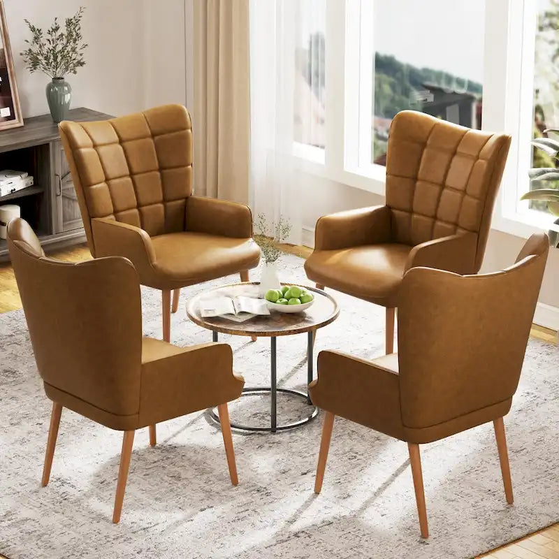 Poltrona accent tufted con schienale alto crema/marrone/tortora