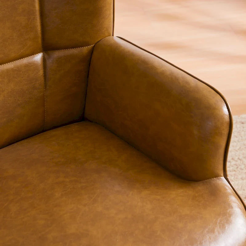 Poltrona accent tufted con schienale alto crema/marrone/tortora
