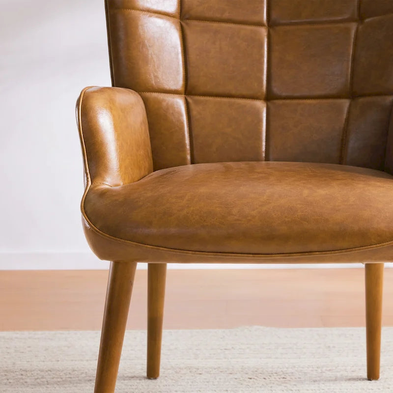 Poltrona accent tufted con schienale alto crema/marrone/tortora