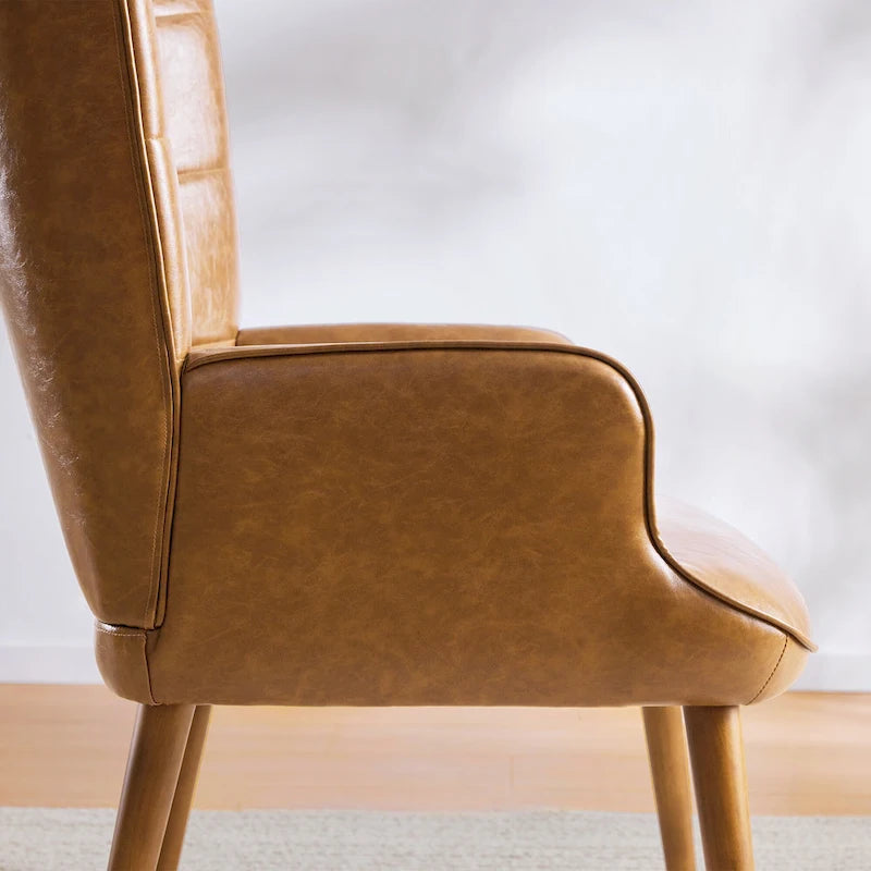 Poltrona accent tufted con schienale alto crema/marrone/tortora