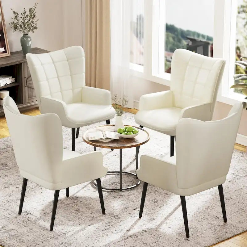 Poltrona accent tufted con schienale alto crema/marrone/tortora