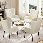 Poltrona accent tufted con schienale alto crema/marrone/tortora